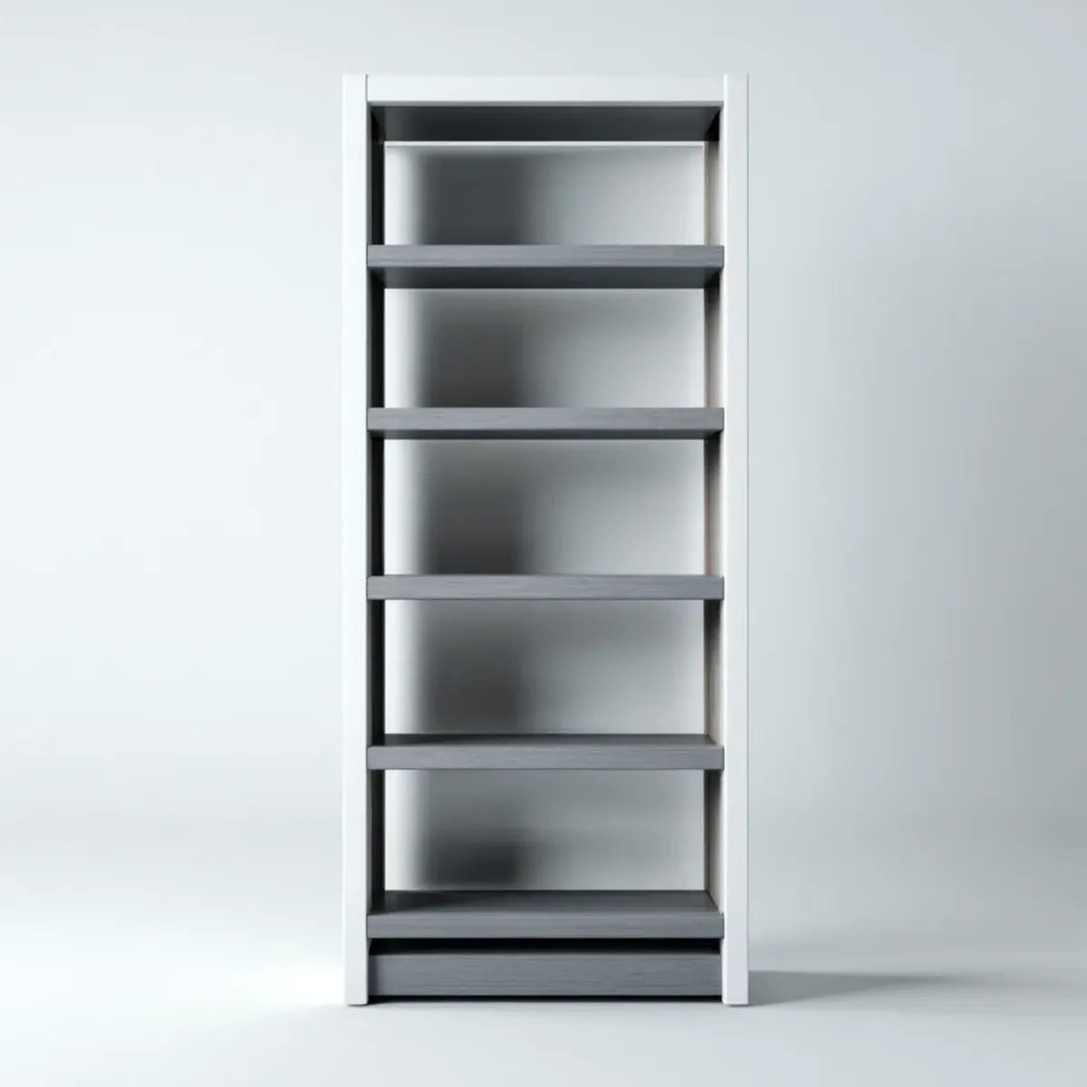 Regał, Prostokątna półka biblioteczna szary antracyt i biały 180 x 60 x 30 cm w 6-poziomowych panelach MDF melaminy
