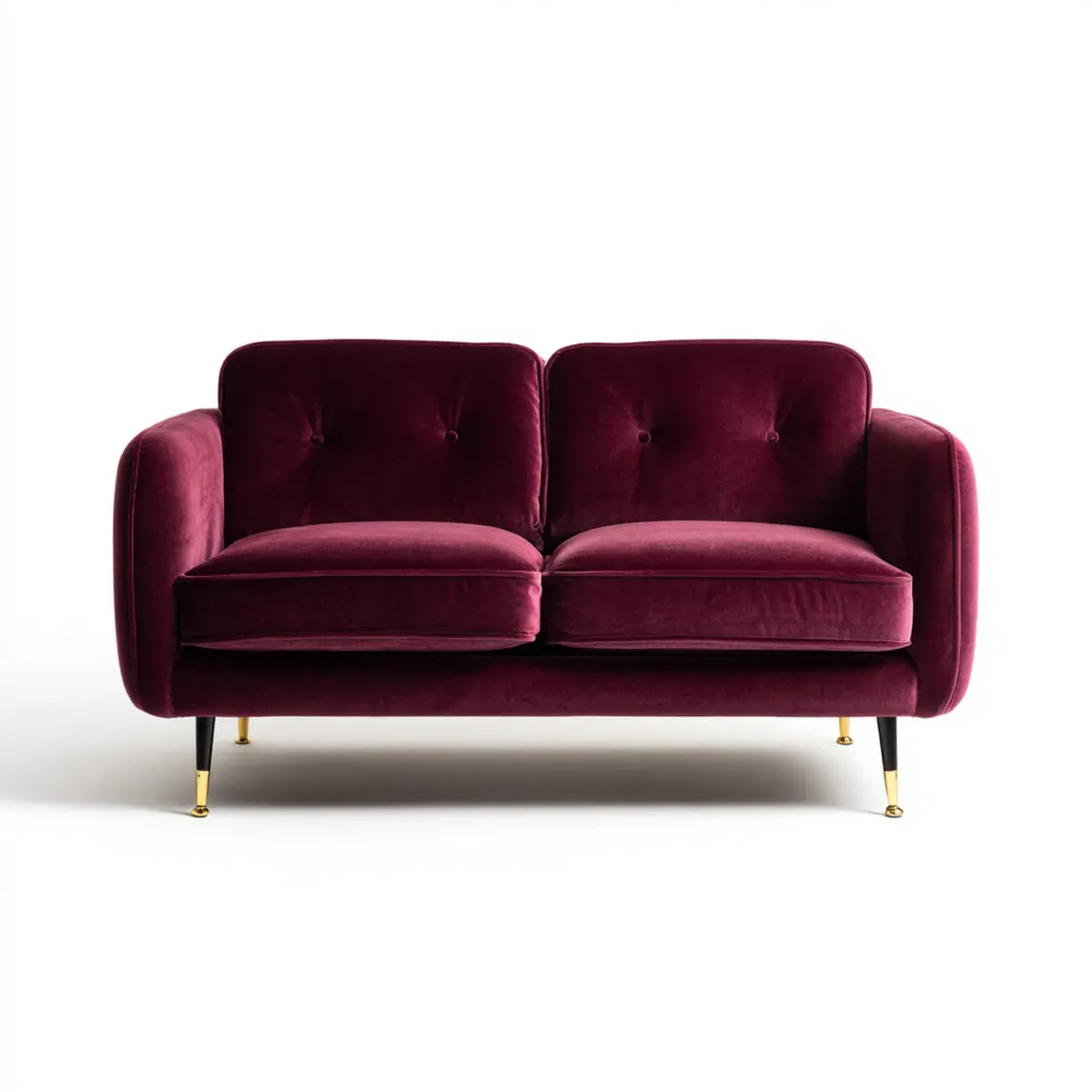 Sofa, Podwójna sofa w aksamicie poliestrowym z czarnymi i złotymi nóżkami 150 x 84 x 82 cm