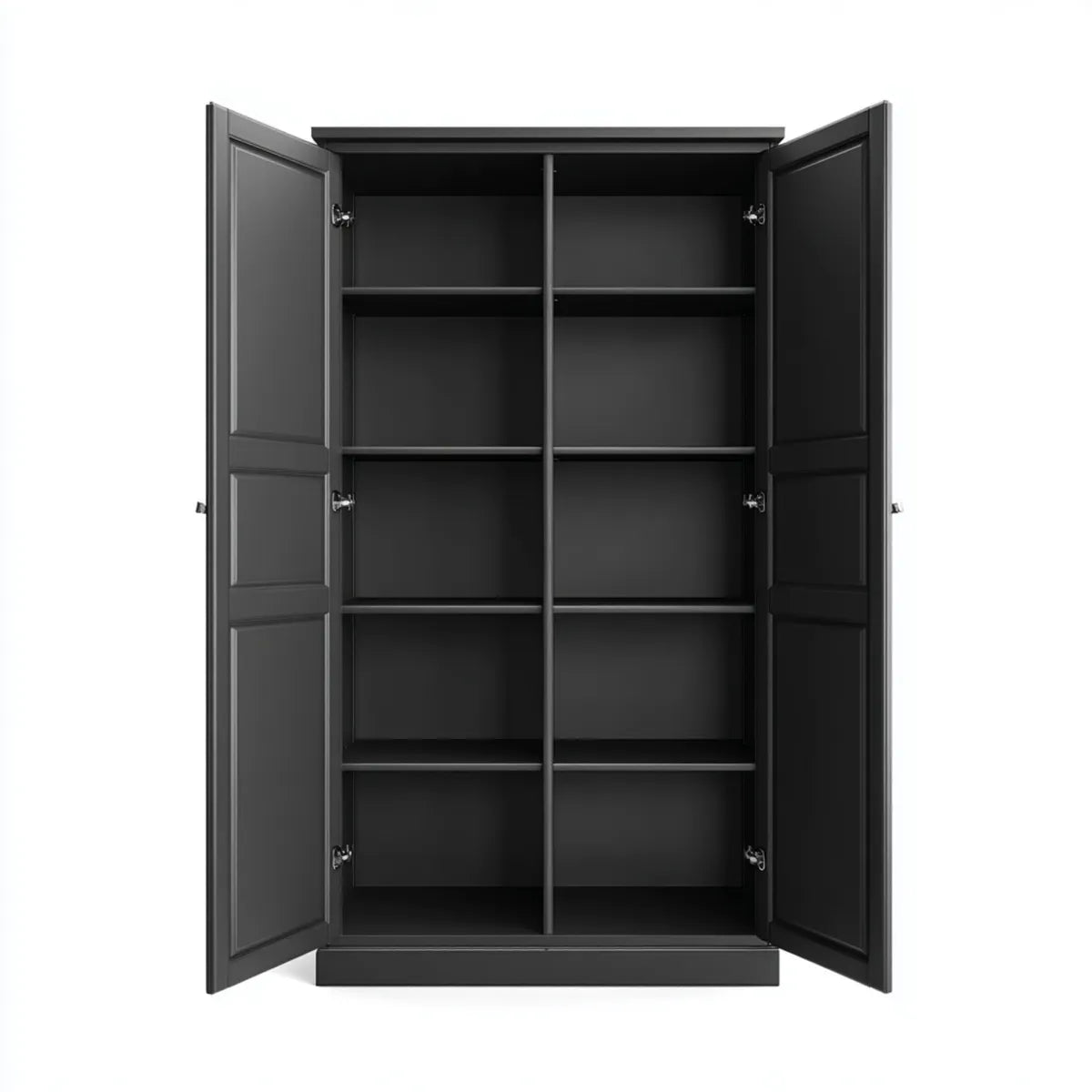 Szafa czarna 80 x 40 x 180 cm od MDF z 2 drzwiami i 8 podłogami wtykowymi
