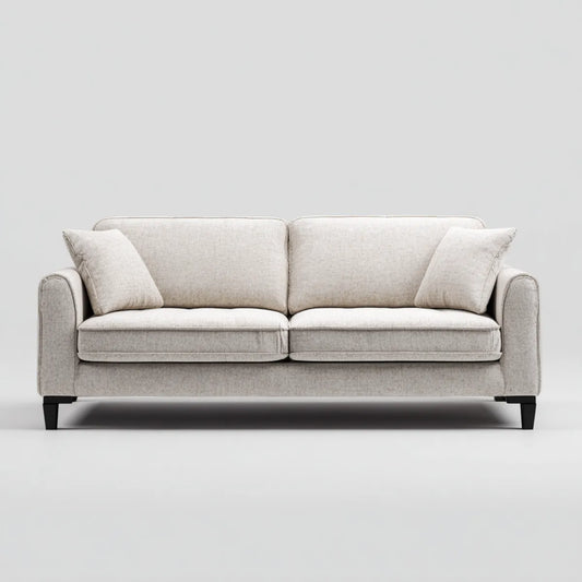 Sofa 2 beżowe fotele 180 x 85 x 85 cm w poliestrze o prostokątnym kształcie