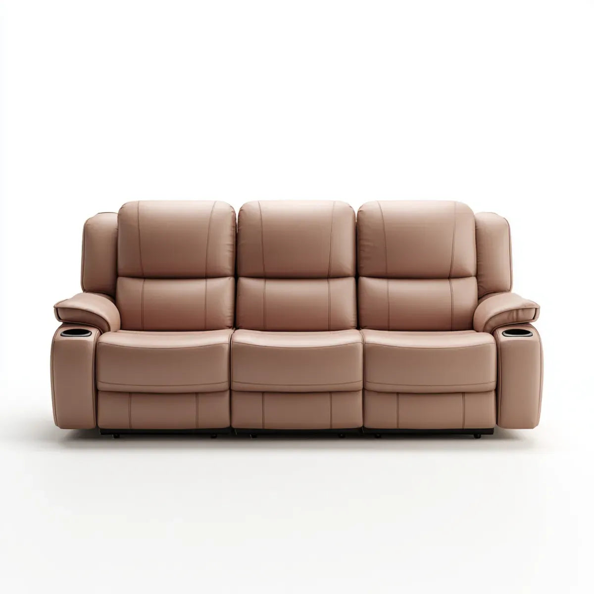 Sofa, Oprawa sofa 3 lekkie brązowe siedzenia w polipropylenowej skórze prostokątnej 205 x 95 x 102 cm