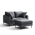Sofa 2 fotele z ciemnoszarym ottomanem 165 x 90 x 85 cm i 105 x 70 x 44 cm w prostokątnym kształcie poliestru