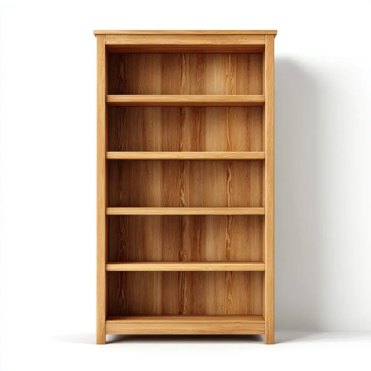 Regał, Biblioteka 5 poziomów naturalnego dębu 90 x 30 x 180 cm w litym dębie prostokątnym