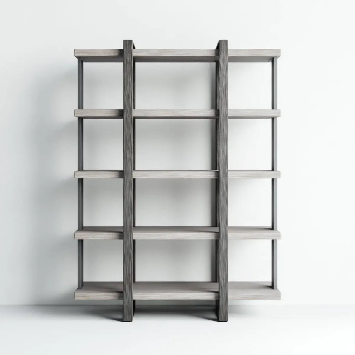 Regał, Półka z książką 5 poziomów szary 120 x 35 x 180 cm płyt MDF i prostokątna stal