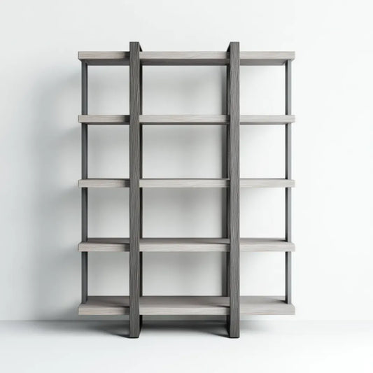Regał, Półka z książką 5 poziomów szary 120 x 35 x 180 cm płyt MDF i prostokątna stal