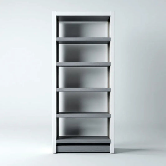 Regał, Prostokątna półka biblioteczna szary antracyt i biały 180 x 60 x 30 cm w 6-poziomowych panelach MDF melaminy