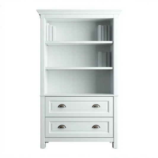 Regał, Budełka z 2 szufladami biały 90 x 40 x 190 cm prostokątny MDF