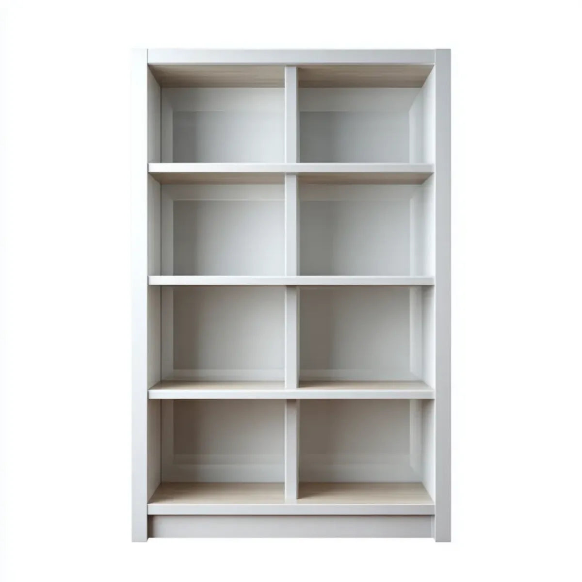 Regał, Biblioteka 8 białych kwadratów w prostokątnej płycie wiórowej 80 x 30 x 180 cm