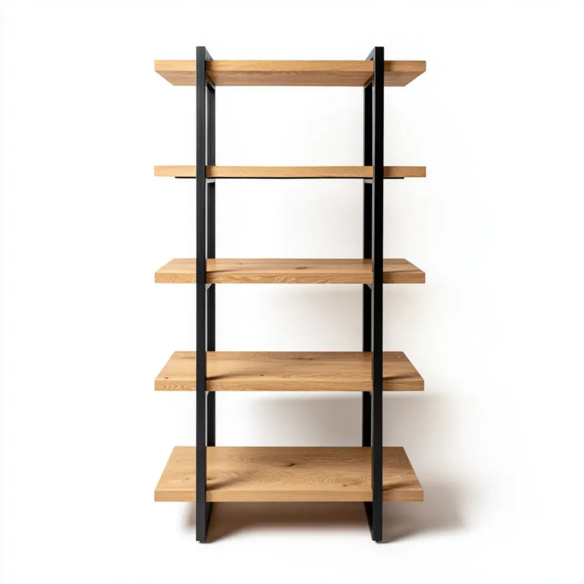 Regał, Półka biblioteczna 5 poziomów naturalnej czarny stal 90 x 35 x 180 cm