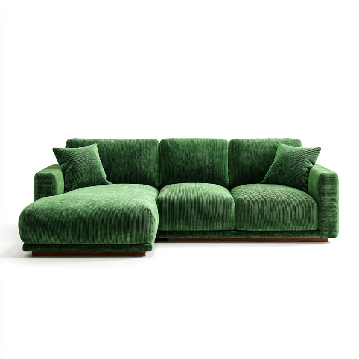 Sofa, Kanapa narożna 3 zielone miejsca z krzesełkiem w lewej stronie 250 x 160 x 85 cm w kształcie poliestru L