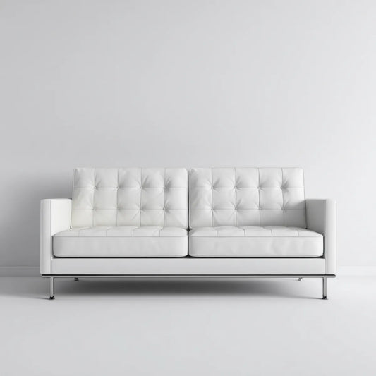 Sofa dwa białe fotele 160 x 85 x 82 cm w poliuretanie prostokątnym PU