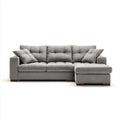 Sofa, Rożna sofa 3 miejsca szary z prawym półwyspem 250 x 160 x 88 cm poliestrowa powłoka L kształt