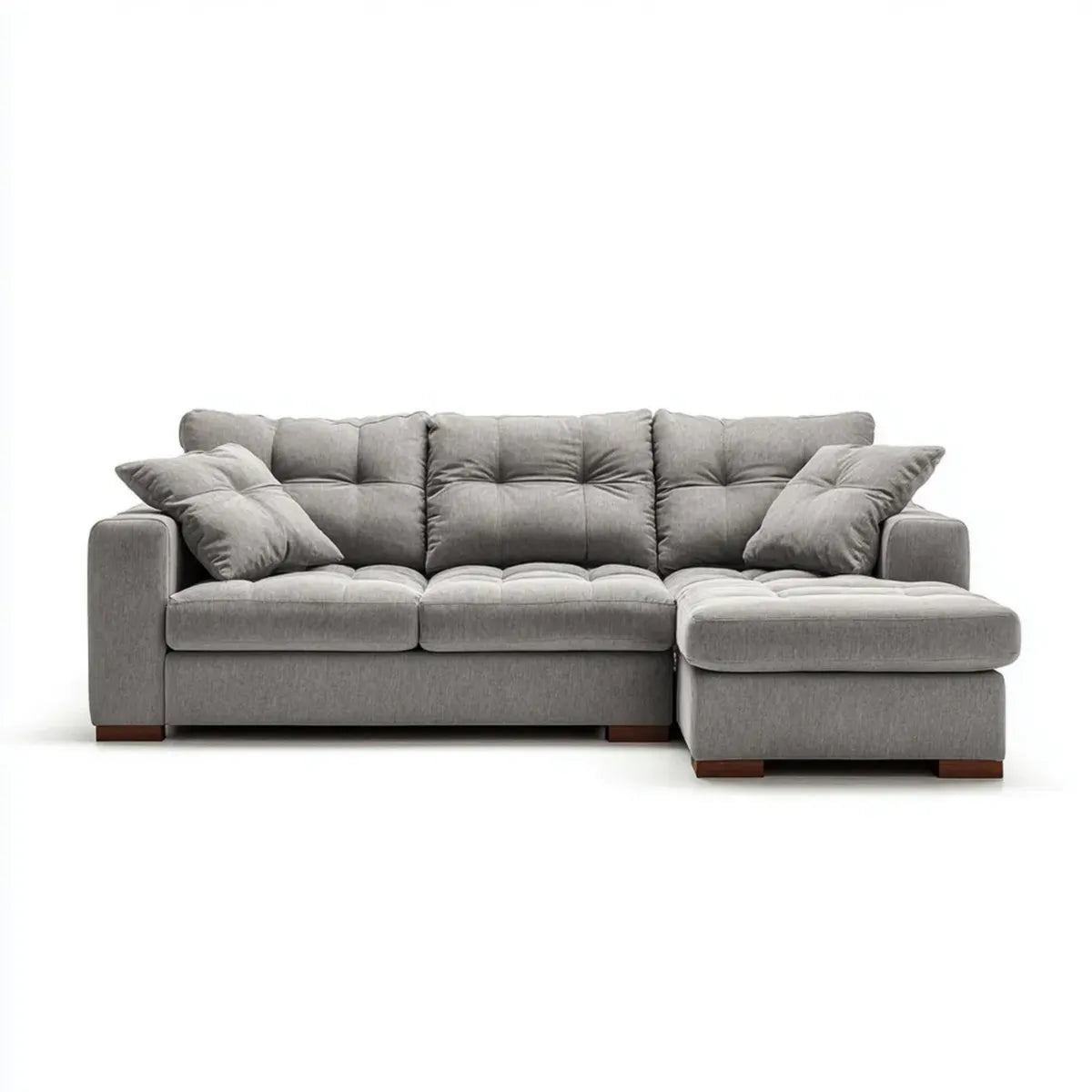 Sofa, Rożna sofa 3 miejsca szary z prawym półwyspem 250 x 160 x 88 cm poliestrowa powłoka L kształt