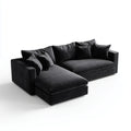 Sofa, Kanapa narożna z krzesełkiem z czarnym 3 fotelami 280 x 170 x 75 cm aksamitny kształt poliestru L