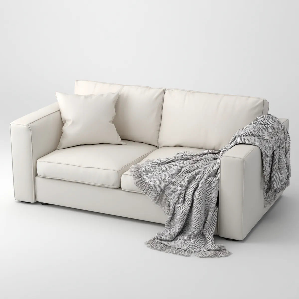Sofa 2 białe siedzenia 160 x 90 x 85 cm w prostokątnej skórze PU