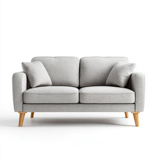 Sofa, 2 fotela prosta, jasnoszara, 160 x 85 x 85 cm, poliestrowe nóżki w sosnie litej