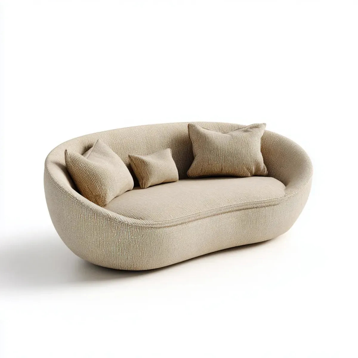 Sofa, Podwójne fotele, zaokrąglone beżowe 180 x 95 x 75 cm sofa poliestrowa