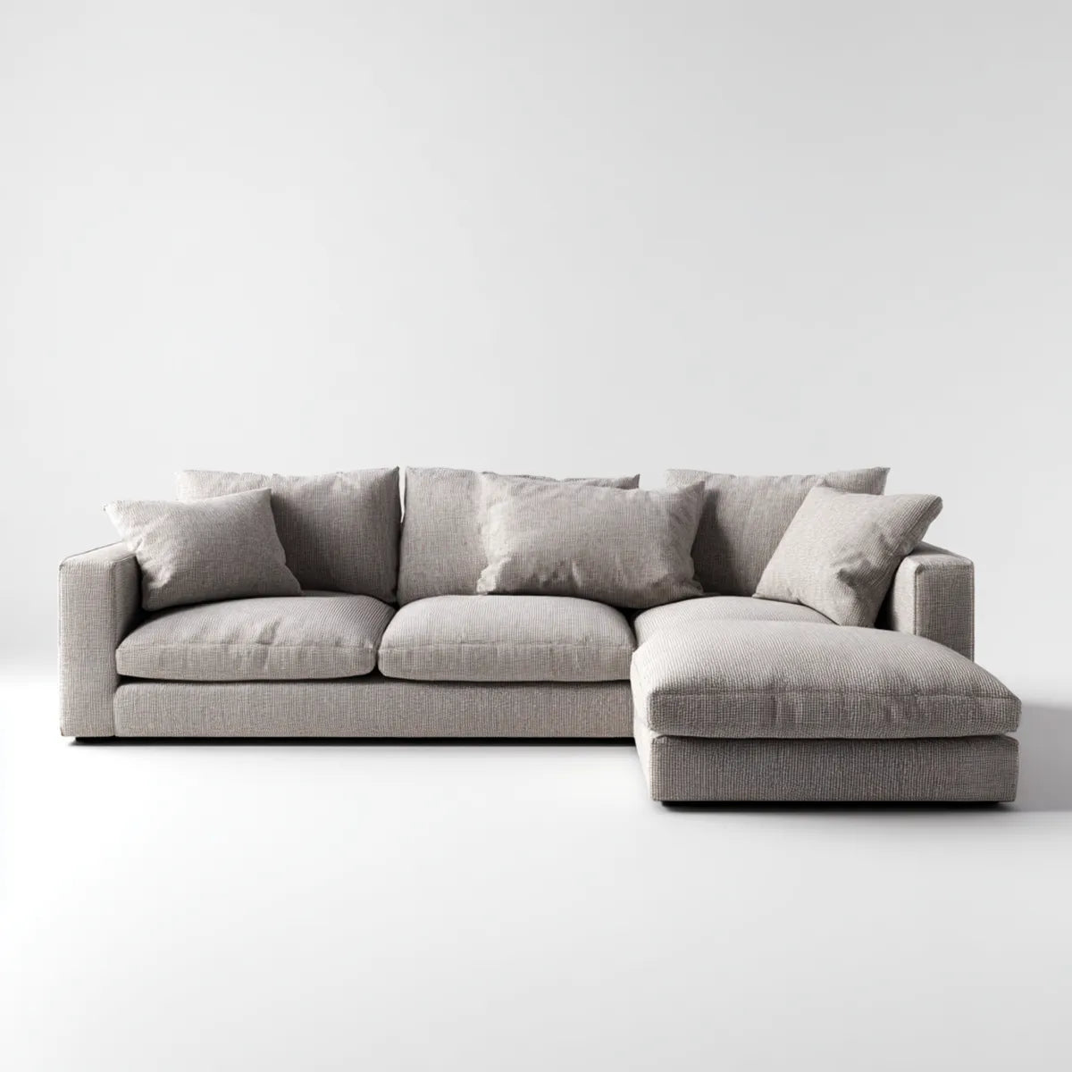Sofa, 4 fotela przezroczysta, poliestrowa taupe sofa z prawej strony szezlong 280 x 165 x 85 cm