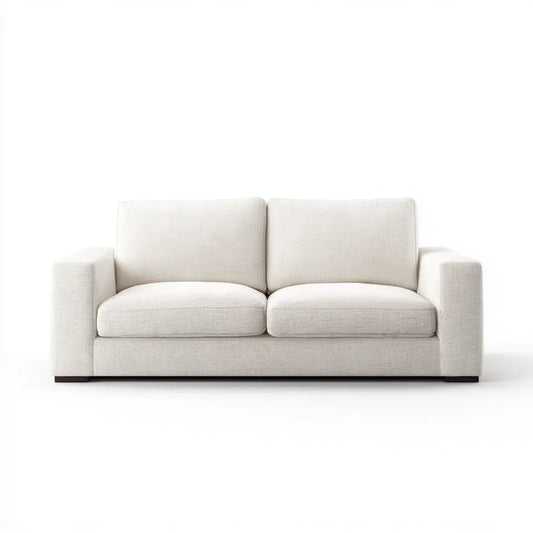 Sofa, 2 fotele prostokątna beżowa sofa w poliestrze 180 x 90 x 85 cm