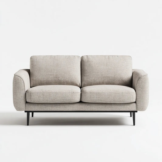 Sofa 2 beżowe fotele 160 x 85 x 82 cm w poliestrze ze stalowych nóg prostokątna kształt