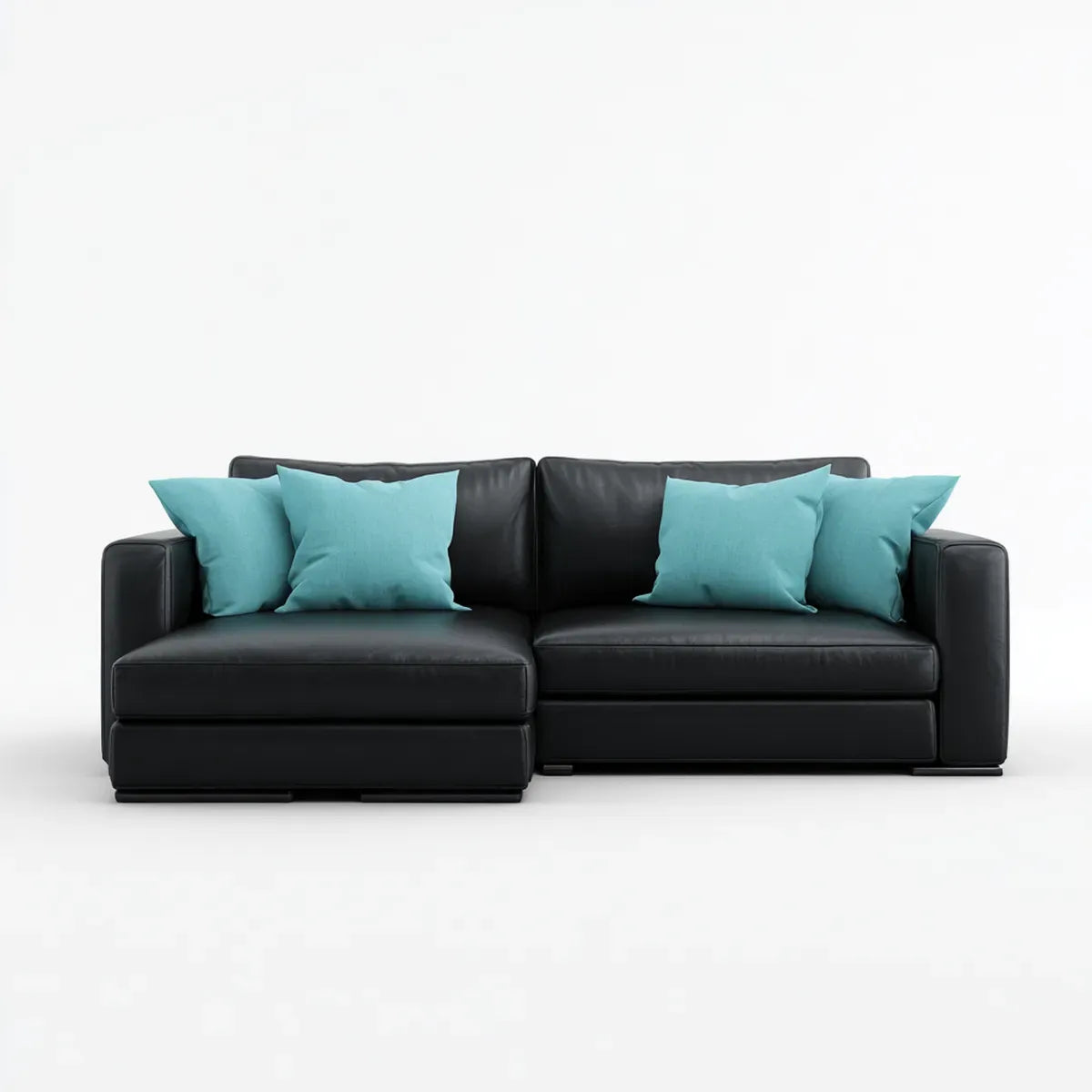 Sofa 2 czarne siedzenia ze skóry syntetycznej prostokątnej PU 220 x 95 x 85 cm