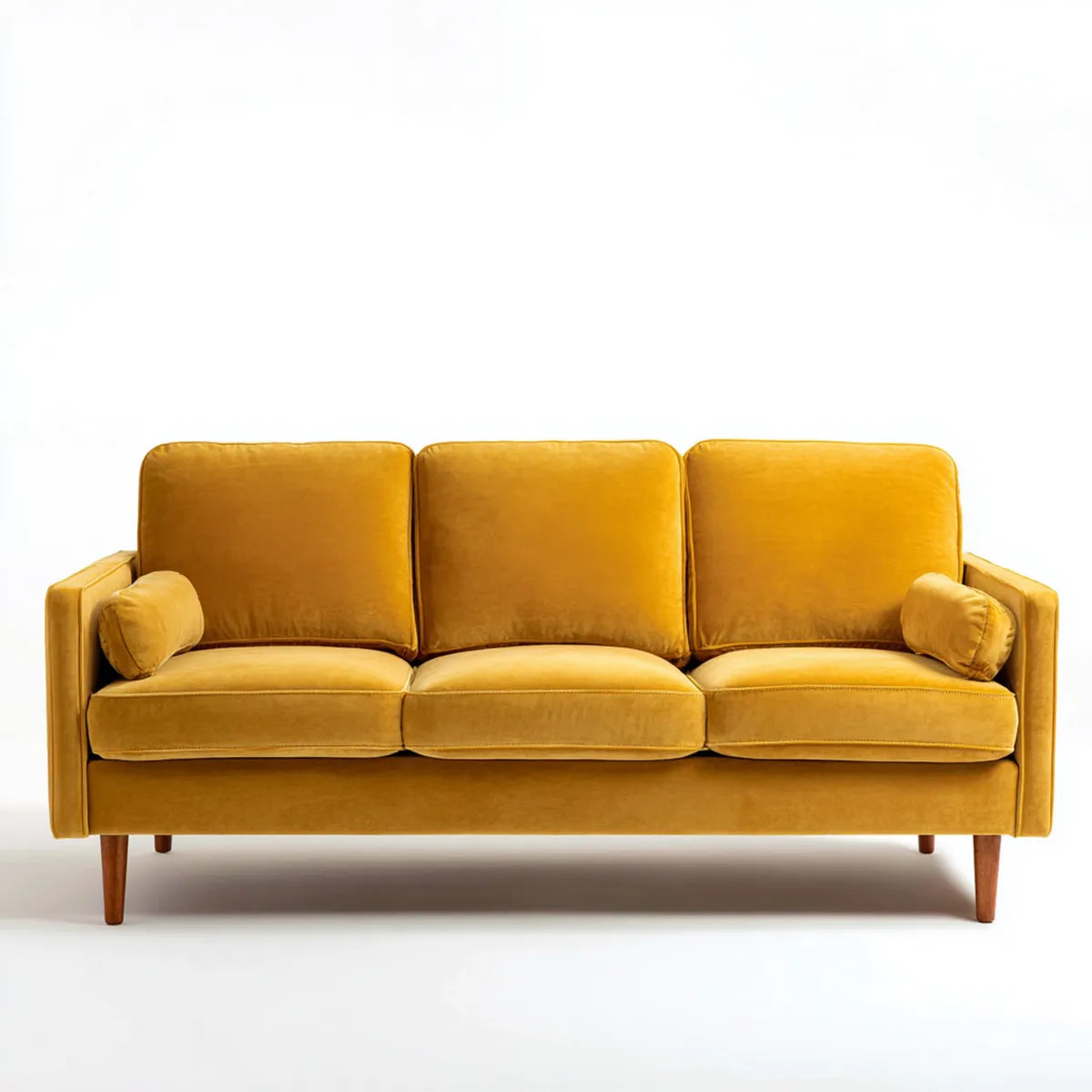 Sofa 3 umieszcza żółtą musztardę w prostokątnym poliestrowym aksamicie 200 x 85 x 86 cm