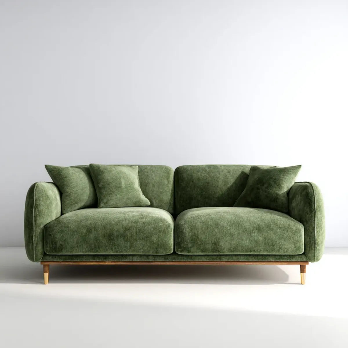 Sofa 2 zielony aksamit aksamitny sofa z liniowym poliestrowym żebrem 190 x 90 x 85 cm