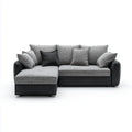 Sofa, Kanapa narożna 3 fotele z krzesełkiem i czarnym szarym i czarnym 250 x 160 x 85 cm w poliestrze i PU