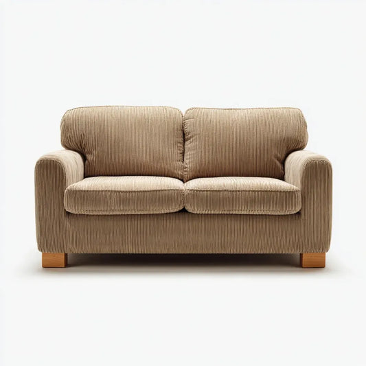 Sofa 2 beżowe, aksamitne fotele w kołnierzu aksamitnym 150 x 85 x 88 cm z prostokątną konstrukcją