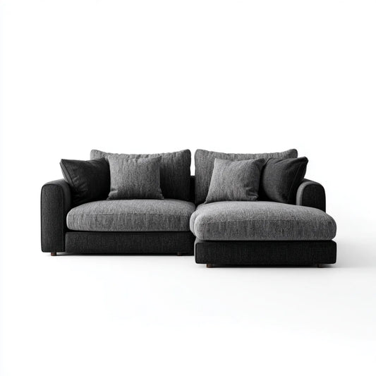 Sofa, Kanapa narożna z ciemnoszarym Chaiselongue 260 x 160 x 85 cm poliestrowy kształt L
