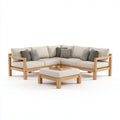 Sofa ogrodowa, Taras Loungesofa Zestaw Beżar z litego drewna akacjowego kształt litery L z stolcem 250 x 250 x 78 cm