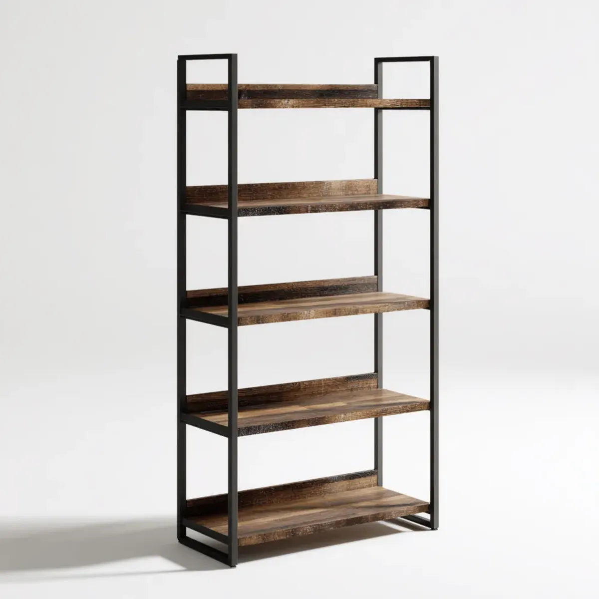 Regał, Półka magazynowa 5 poziomów brązowy rustykalny i czarny 80 x 30 x 180 cm w panelach MDF i prostokątnej stali