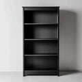 Regał, Czarna otwarta biblioteka 80 x 30 x 180 cm w prostokątnym panelu MDF 4-poziomowy