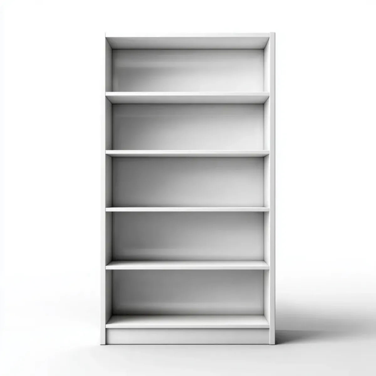 Regał, 5 białych półek 80 x 30 x 180 cm w prostokątnych panelach MDF