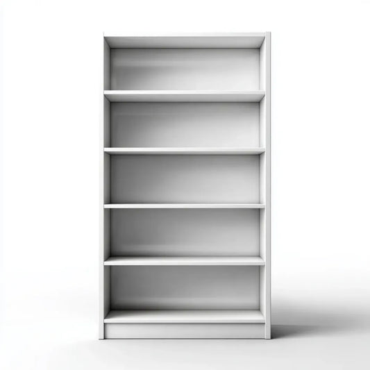 Regał, 5 białych półek 80 x 30 x 180 cm w prostokątnych panelach MDF