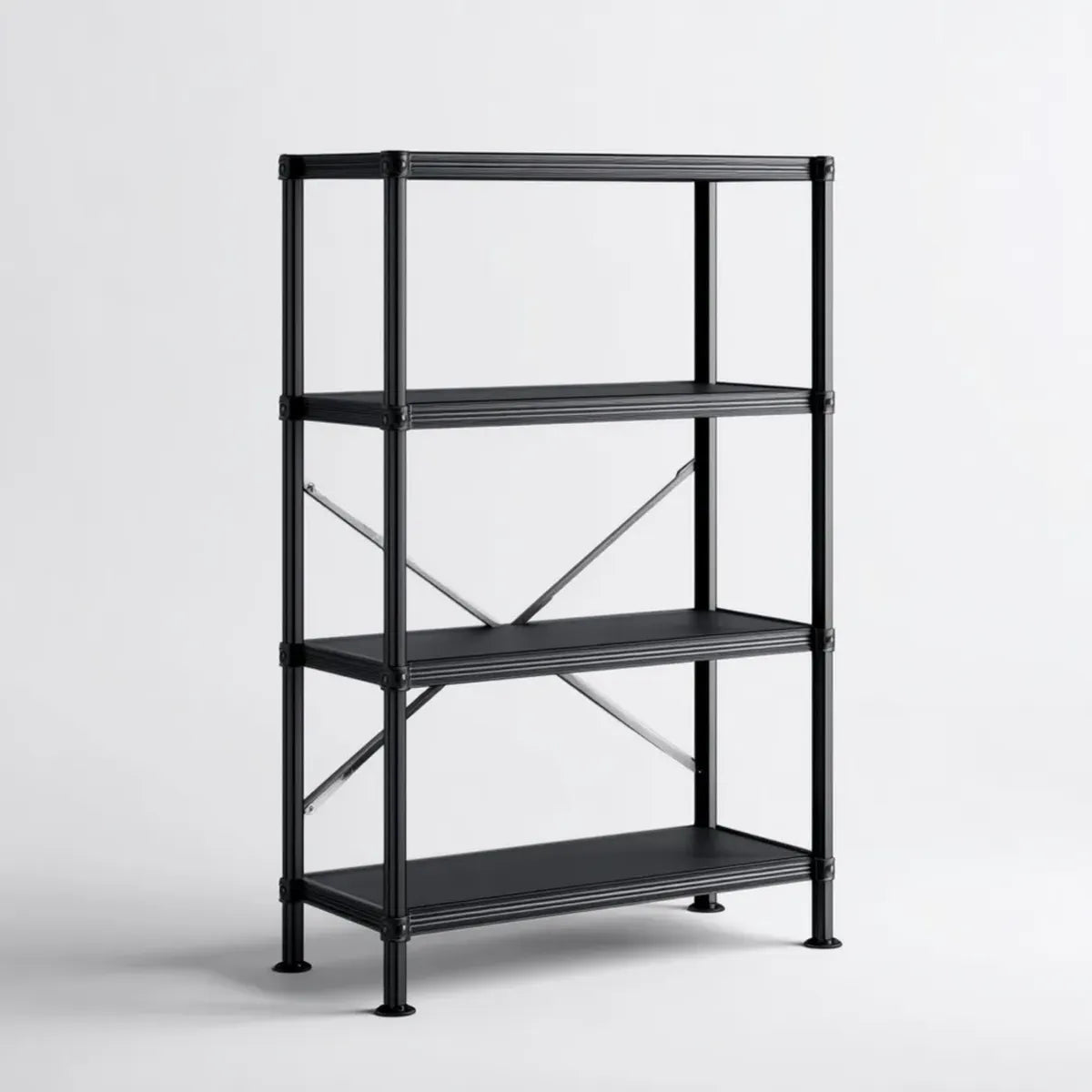 Regał, Półka magazynowa 4 poziomy czarny 90 x 40 x 180 cm prostokątna stal węglowa