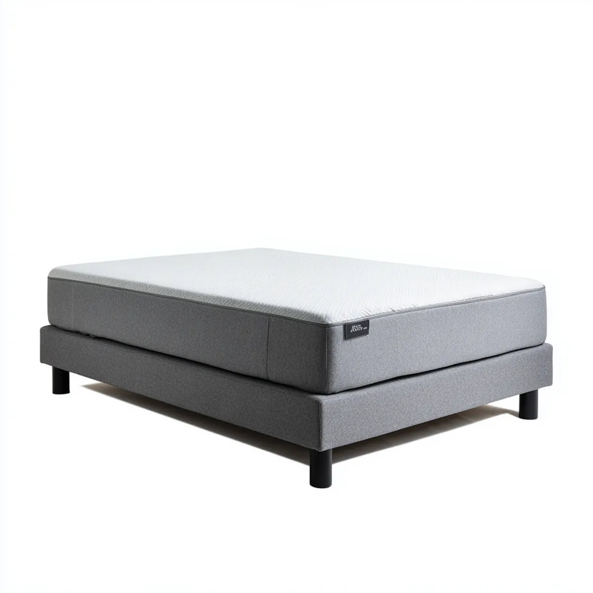 Łóżko dwuosobowe, Boks Spring bed set szary 180 x 200 cm poliester prostokątny