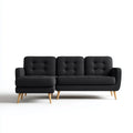 Sofa, Kanapa narożna 3 fotele z krzesełkiem z czarnym wieczkiem w skórze PU 230 x 150 x 85 cm