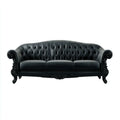 Sofa, Czarna sofa Chesterfield 225 x 90 x 90 cm w prostokątnym kształcie poliuretanowym