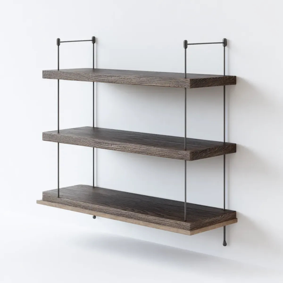 Regał, 3 poziomy półka ścienna ciemnobrązowa i czarna 80 x 20 x 70 cm w melaminowanym MDF i stali