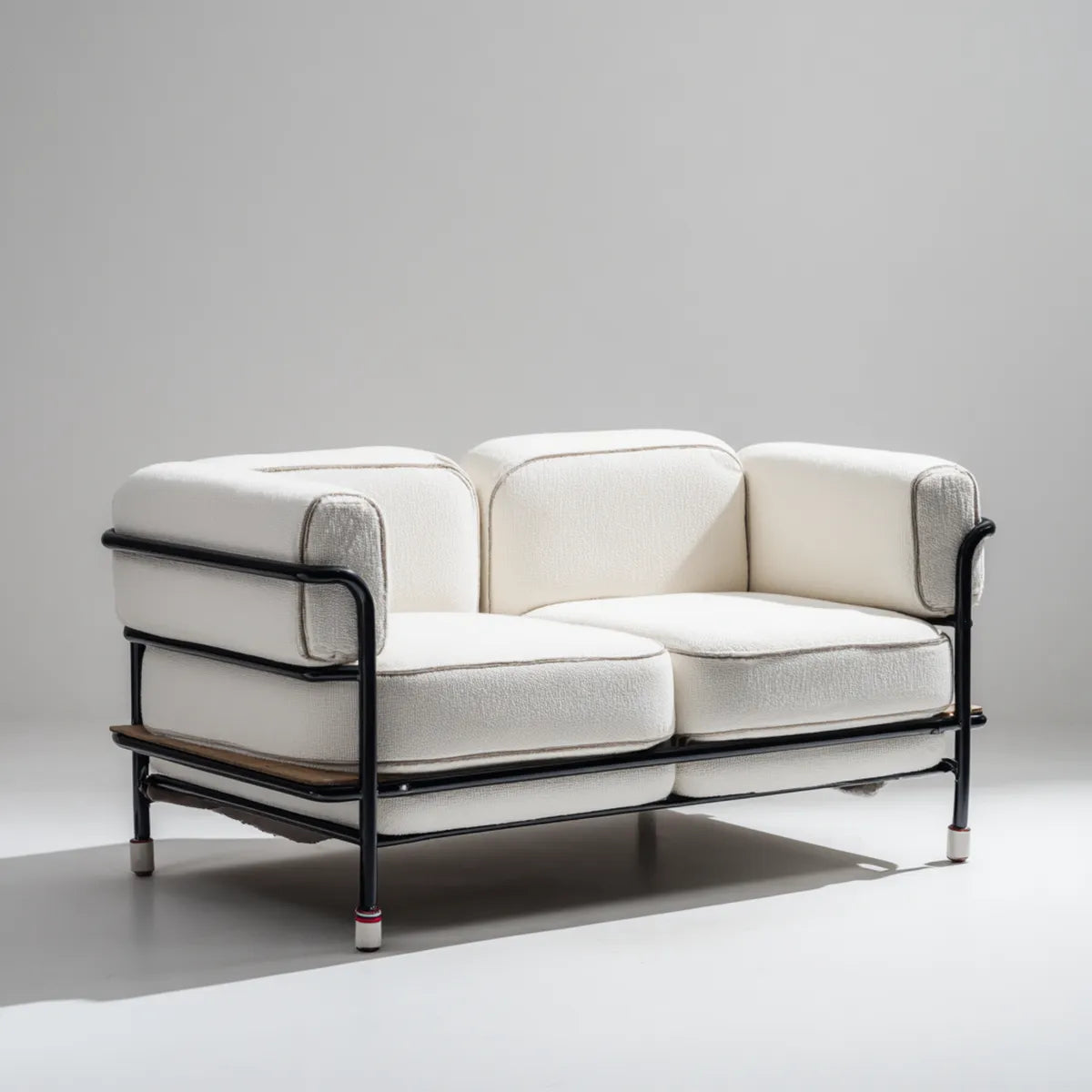 Sofa, 2 fotela w kwadracie 160 x 85 x 78 cm w kręconym poliestrze o prostokątnej konstrukcji stalowej