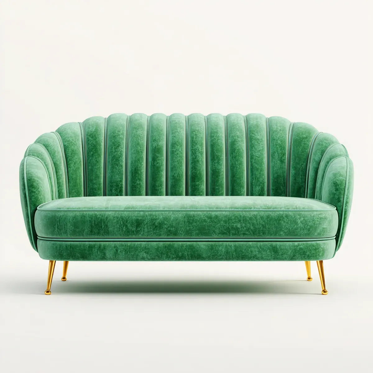 Sofa, Zielona sofa w kształcie okrągłego, poliestrowego aksamitu 170 x 80 x 85 cm